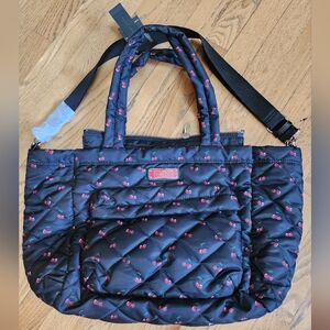 NEW Marc Jacobs Black Quilted Tote Bag with Cherry Print
